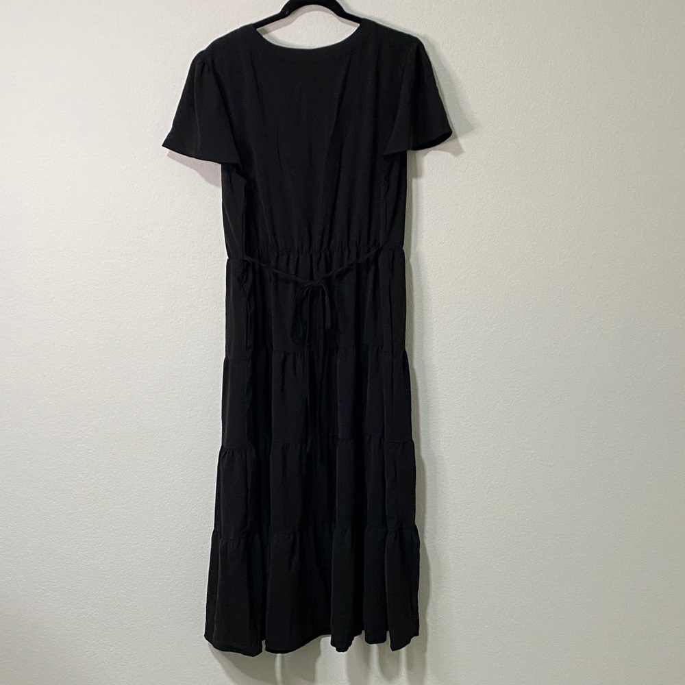 Pretty Garden Black Women's V-neck Tiered Dress - Picture 2 of 7